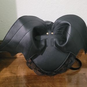 Black gothic bat wing mini backpack
